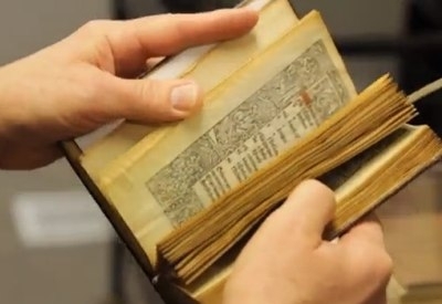 Photograph of a book in the Special Collections